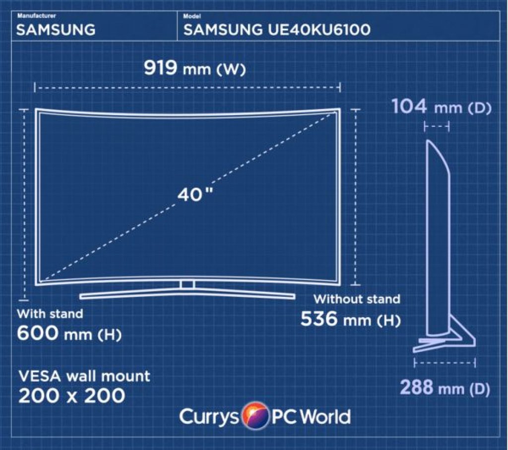 Samsung UE40KU6100 medidas