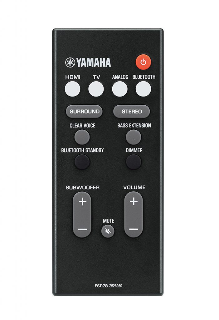 Yamaha Yas-107, control remoto