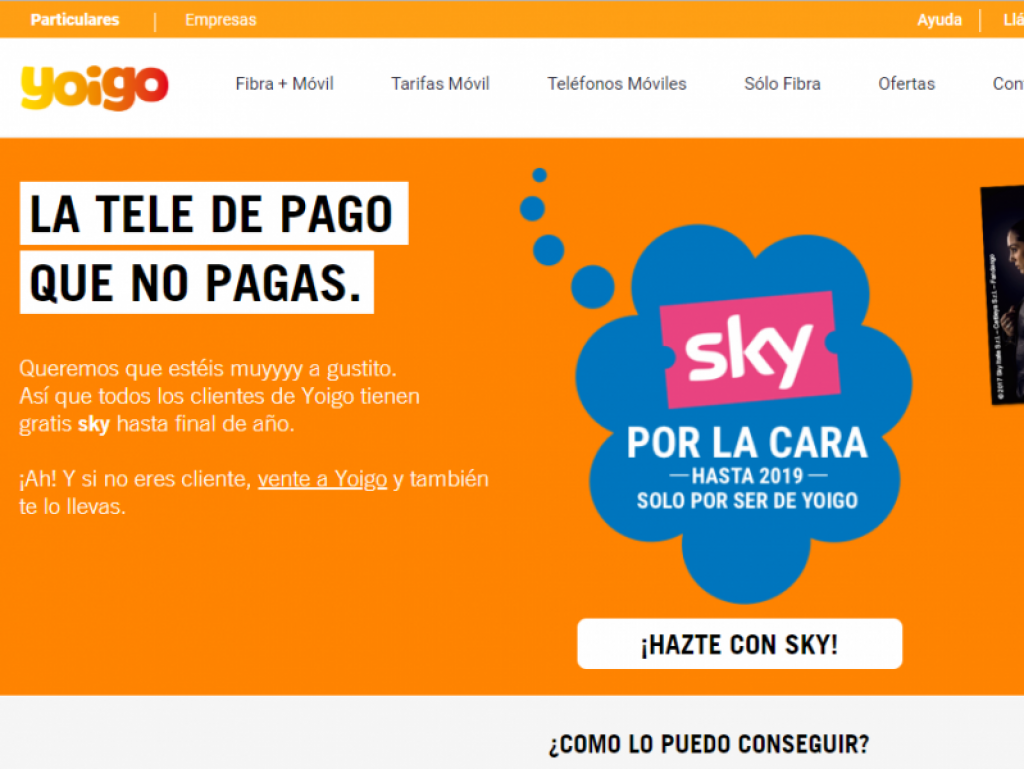 Sky gratis con Yoigo