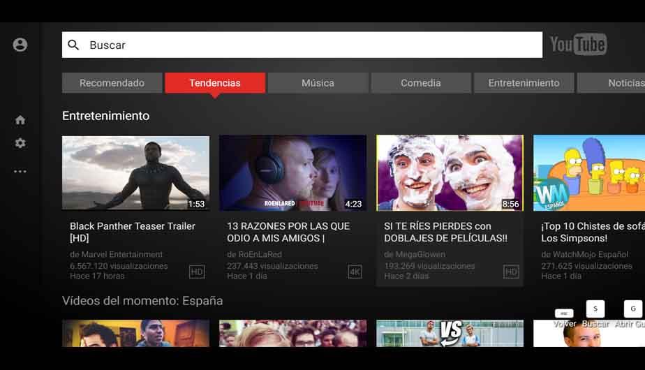 YouTube actualiza su interfaz para televisores