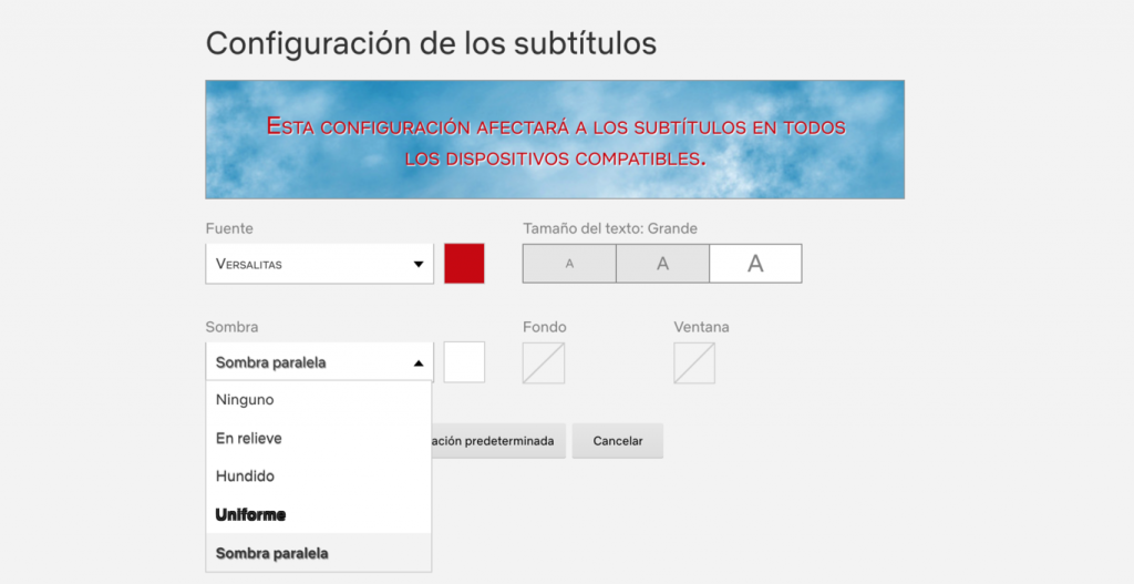 La personalización de subtítulos es ideal para quien gusta de ver las películas en versión original