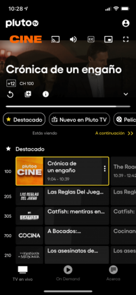 Aquí vemos el icono para lanzar el contenido a un Chromecast