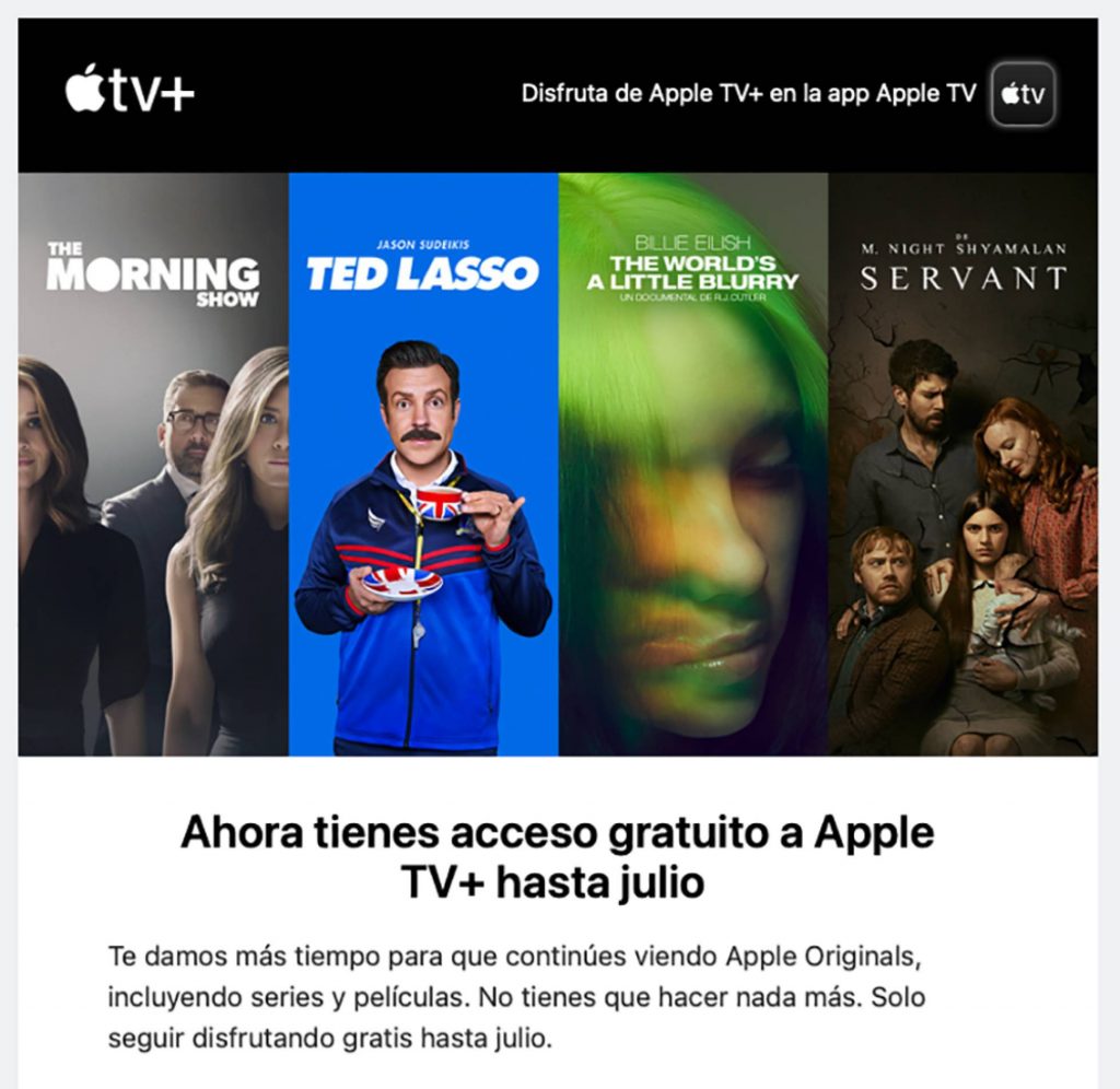 Así es como Apple nos hace saber que seguiremos disfrutando gratis de su contenido