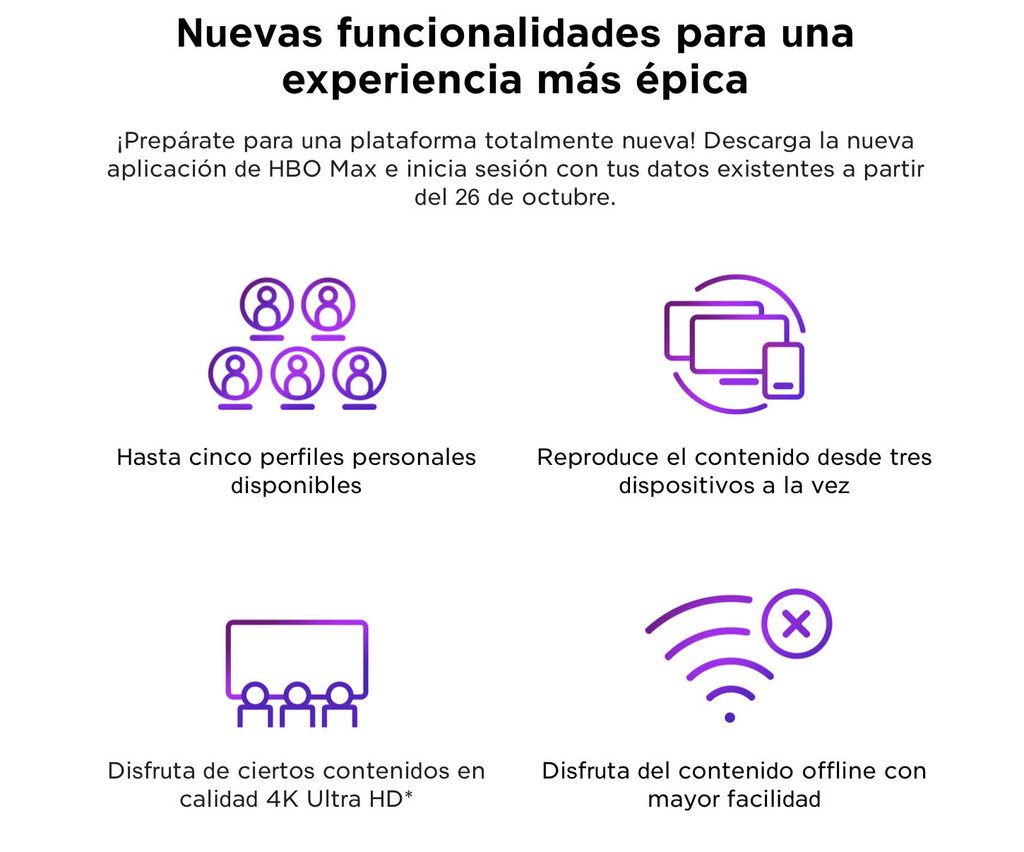 Infografía resumen con lo que va a traer HBO Max a partir del 26 de octubre