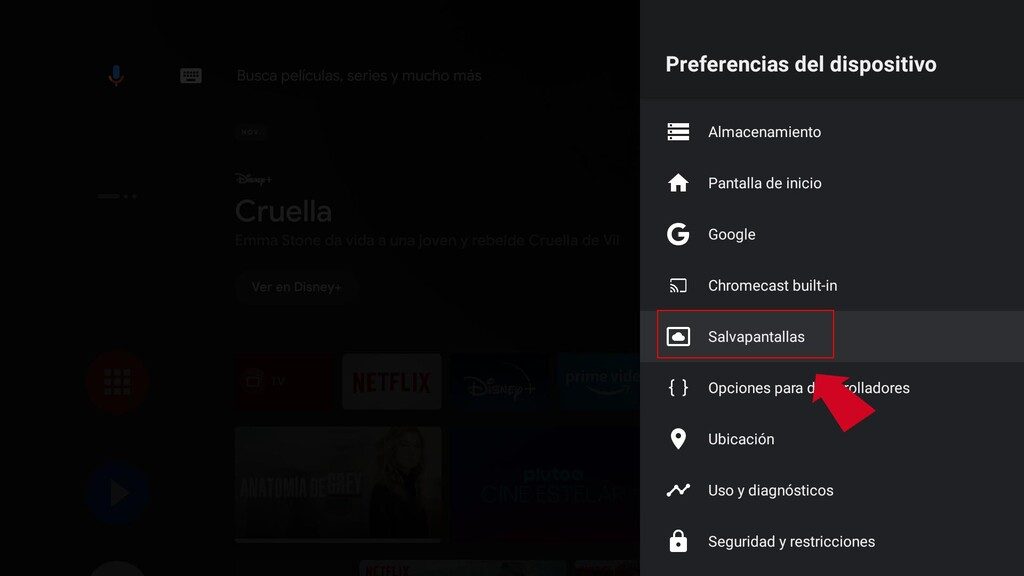 El menú para configurar tu salvapantallas