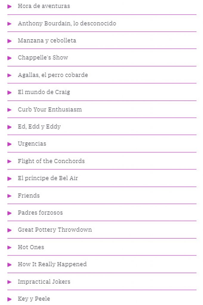 Aquí alguna de las series ya disponibles para ver aleatoriamente