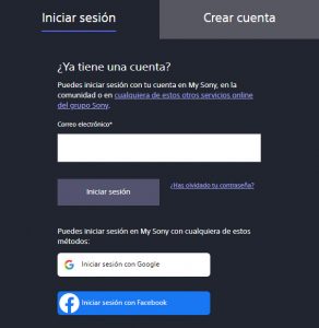 Creación de la cuenta en Sony para poder rellenar su formulario de reembolso de 700 euros