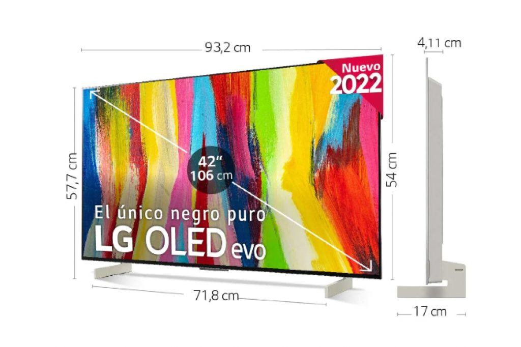 Medidas y vista del LG OLED42