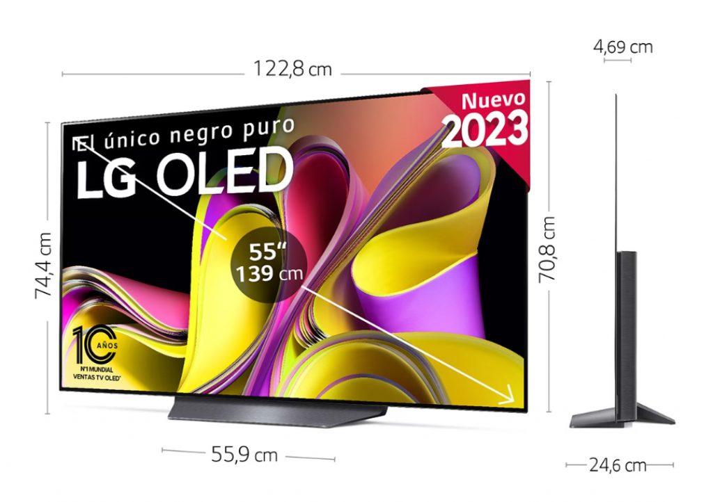 LG OLED55B3 en cm