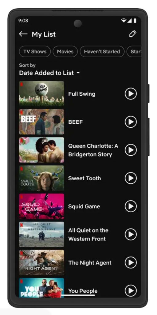 Nueva clasificación de contenidos de Mi Lista en Netflix