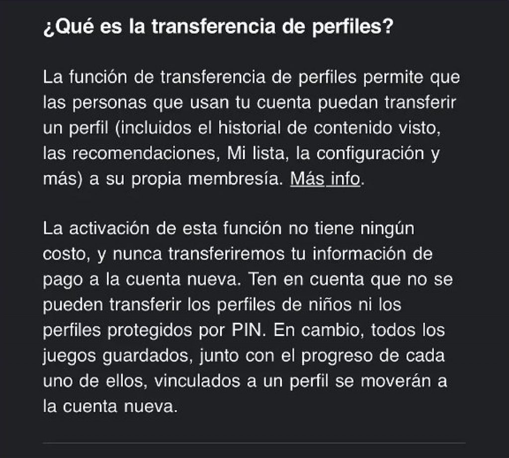 Información sobre la transferencia de cuentas que llegó de manos de Netflix a sus suscriptores