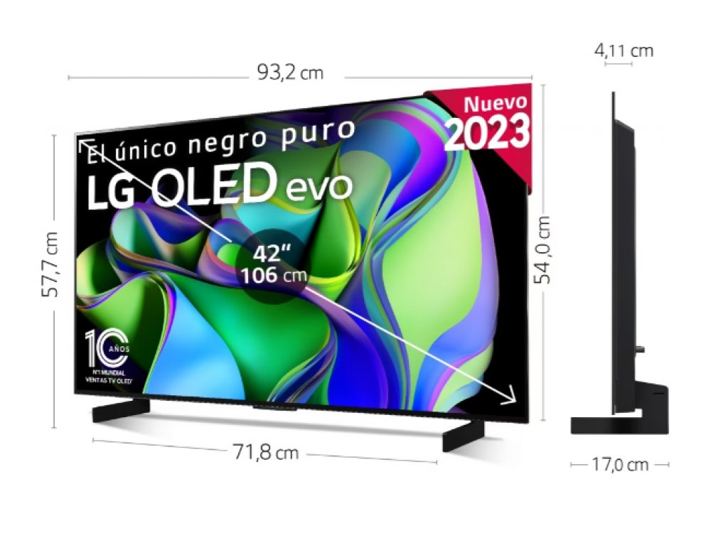 LG OLED42C34LA en centímetros