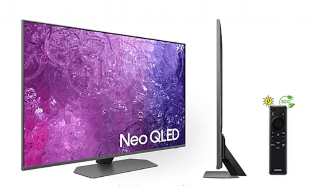 Vistas del Samsung TV Neo QLED 4K 2023 43QN90C y su mando a distancia