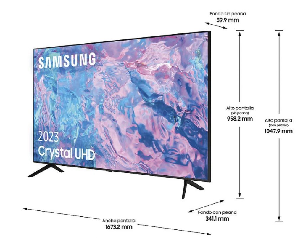 Ojo a las grandes medidas del Samsung TU75CU7175