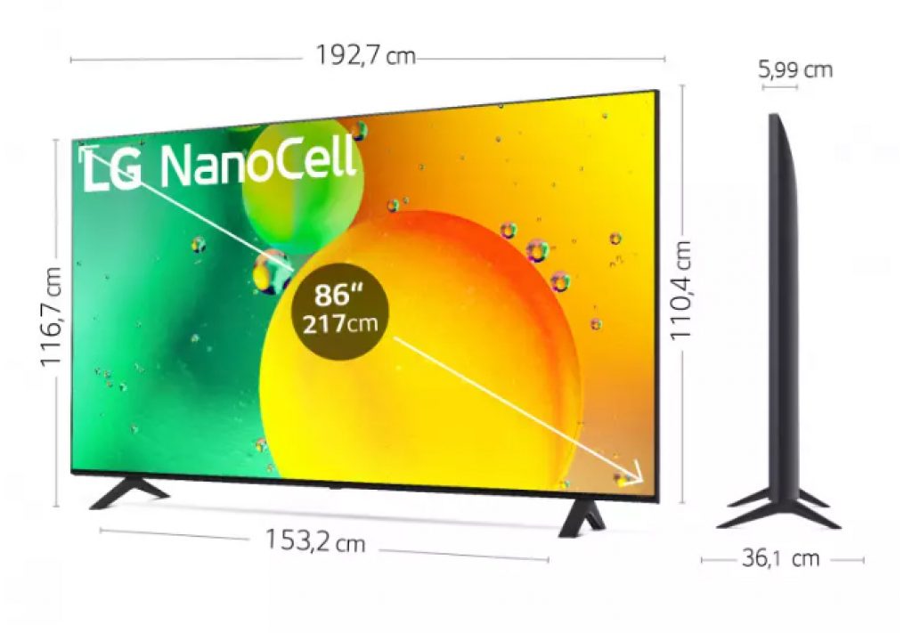 Tamaño del LG 86NANO75