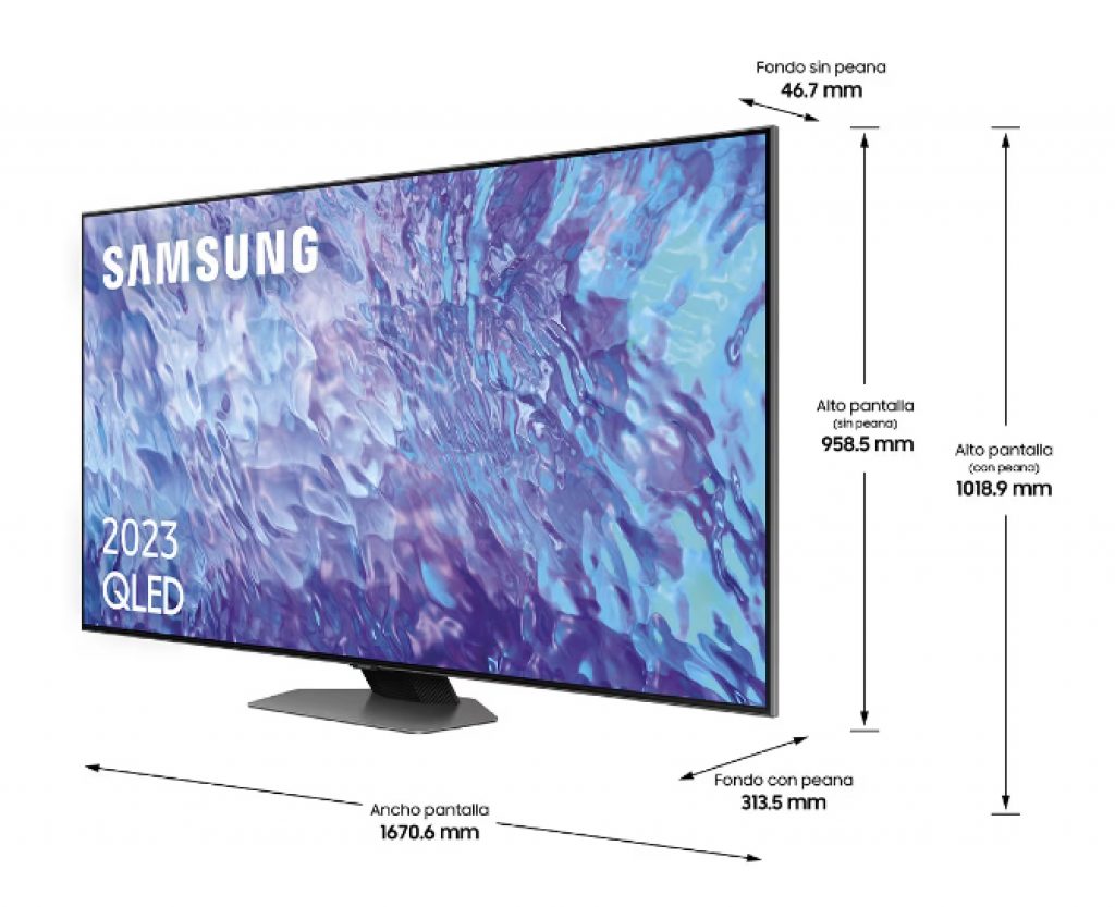 Las medidas del la Samsung 75Q80C